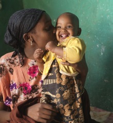 Darmi, 23, and baby girl Nadi at home in Moyale  