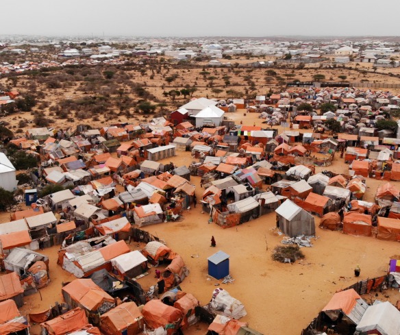 An aerial view of the crowded Kahda Displacement Camp