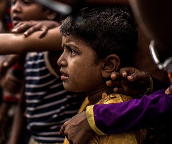 A boy at a food distribution in Cox's Bazar, Bangladesh