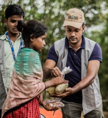 An emergency food distribution for Rohingya refugees in Cox's Bazar, Bangladesh.