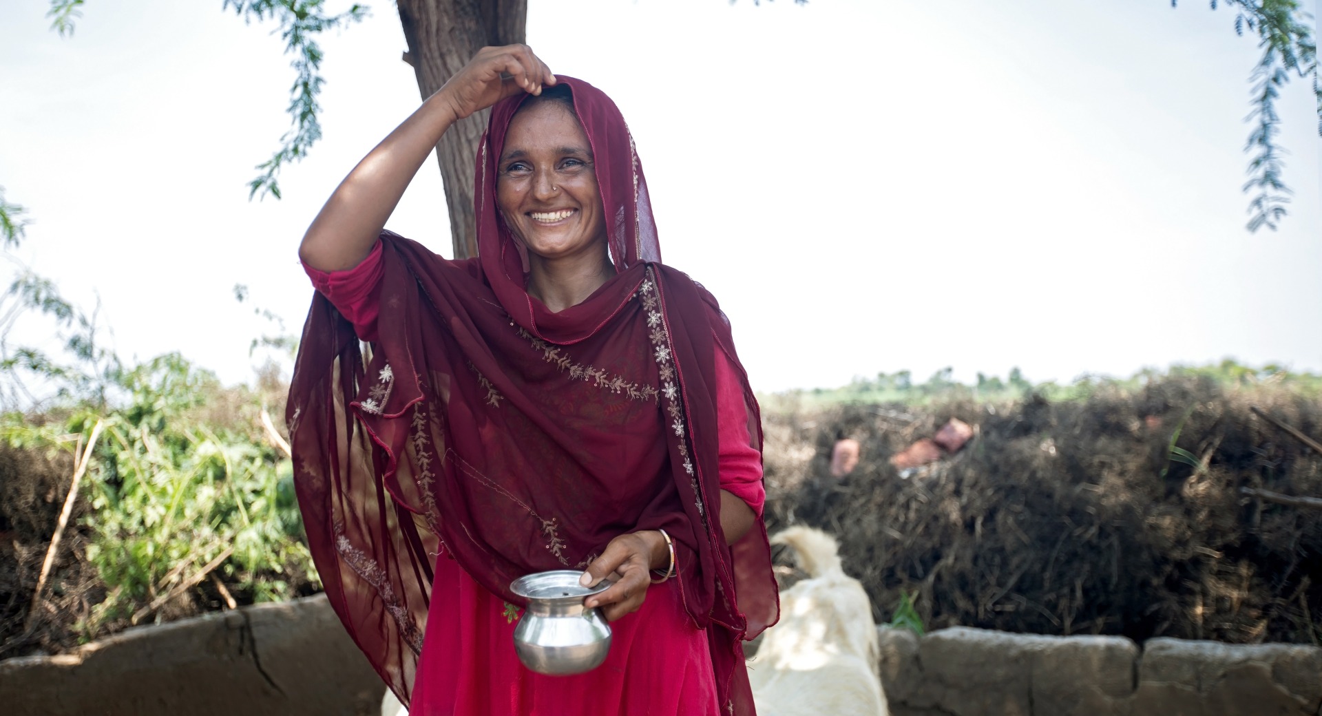 Zareena, 25, is a small scale entrepreneur who received two goats from our team. The goat milk has helped her improve her own nutrition as well and her children's.