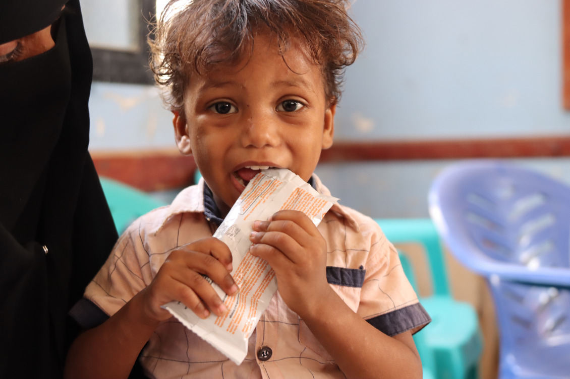 Watheek and his family were displaced by the violence in Yemen. He is recovering from malnutrition with support from Action Against Hunger.