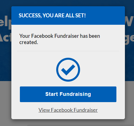 Screenshot showing step 3 of the facebook fundraiser signup